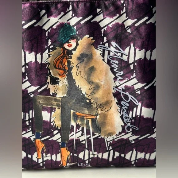 Henri Bendel  Izak Artistic Purple and Brown Tote Shoulder Bag + H.B. Dusty NWOT - Picture 6 of 13